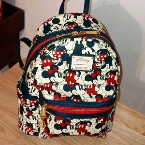 Loungefly Disney Mickey Minnie Mini Backpack Red Navy